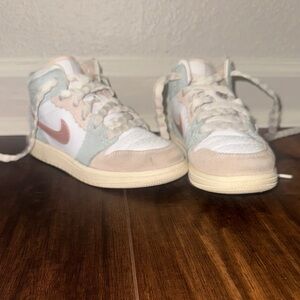Air Jordan/ Nike Kids Sneakers - White, Pink, and Light Blue